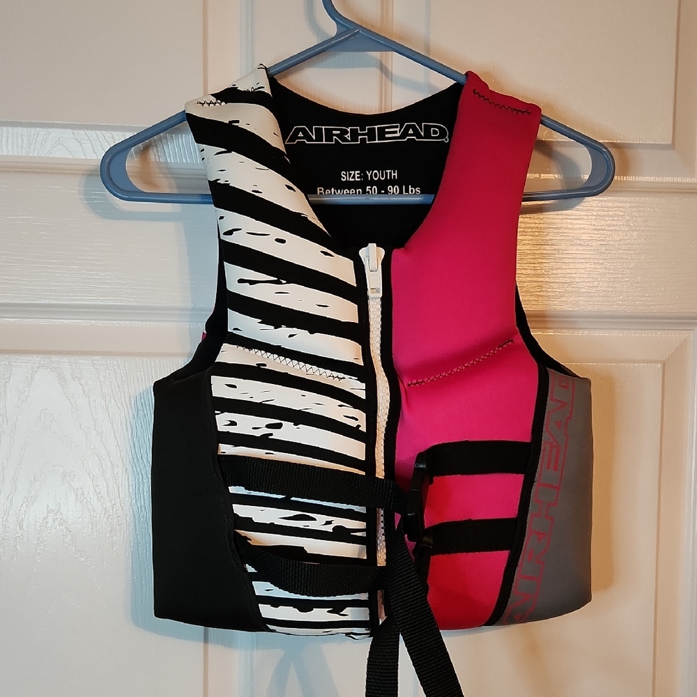Youth Swim/boat Vest - Pink, Black, and Gray